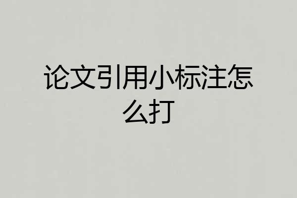 论文引用小标注怎么打