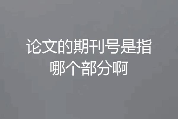 论文的期刊号是指哪个部分啊