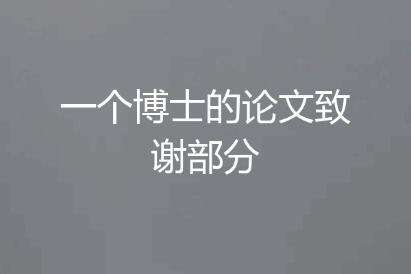一个博士的论文致谢部分