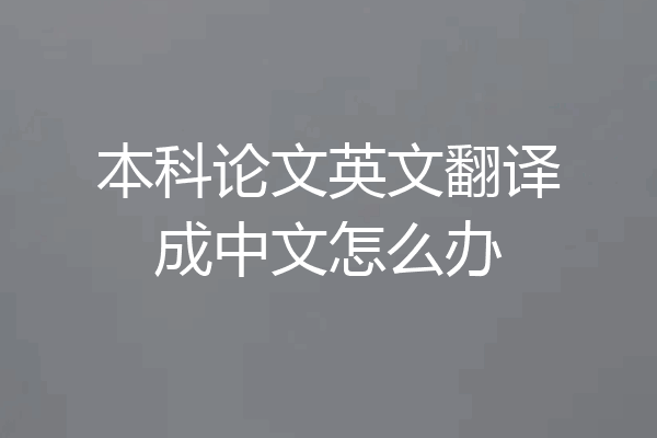 本科论文英文翻译成中文怎么办