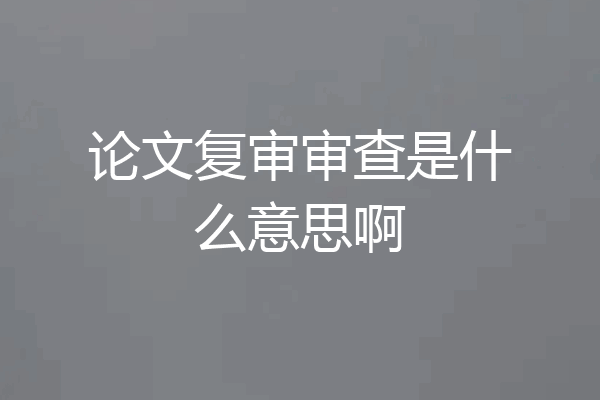 论文复审审查是什么意思啊