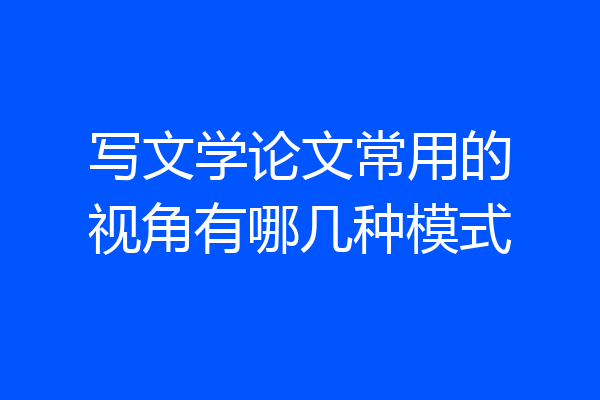 写文学论文常用的视角有哪几种模式