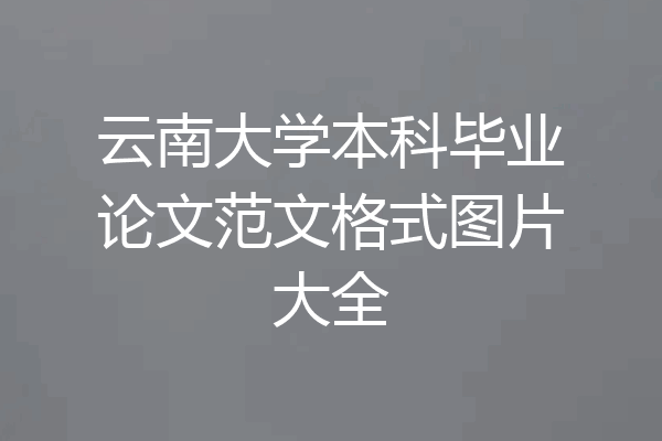 云南大学本科毕业论文范文格式图片大全