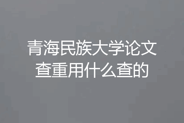 青海民族大学论文查重用什么查的