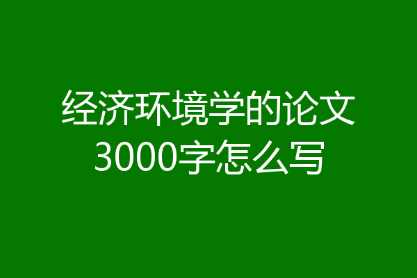 经济环境学的论文3000字怎么写