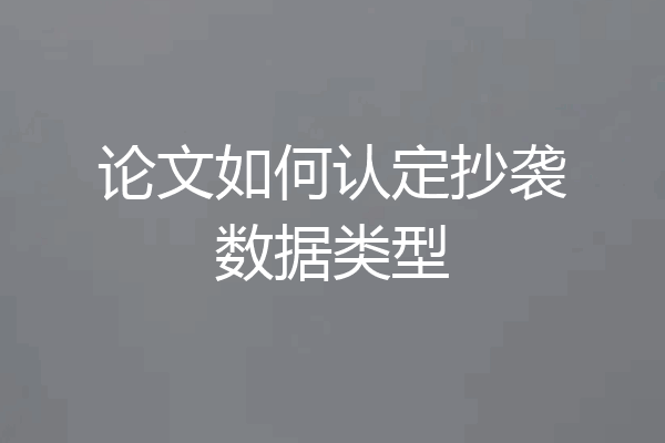 论文如何认定抄袭数据类型