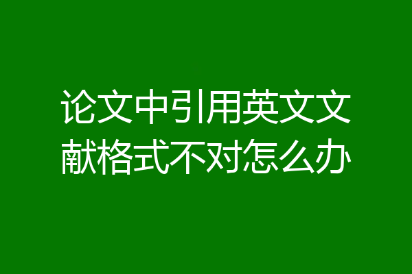 论文中引用英文文献格式不对怎么办