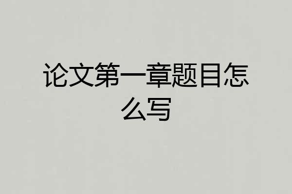 论文第一章题目怎么写