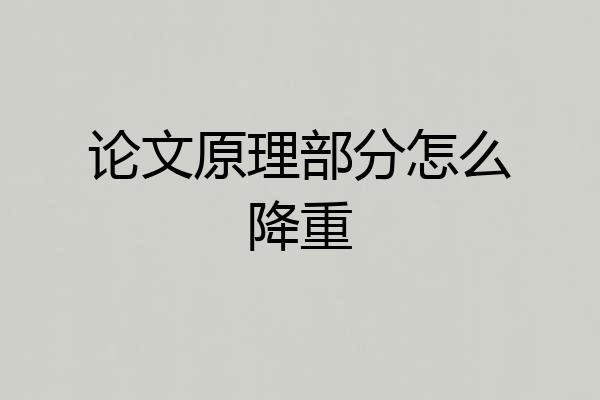 论文原理部分怎么降重