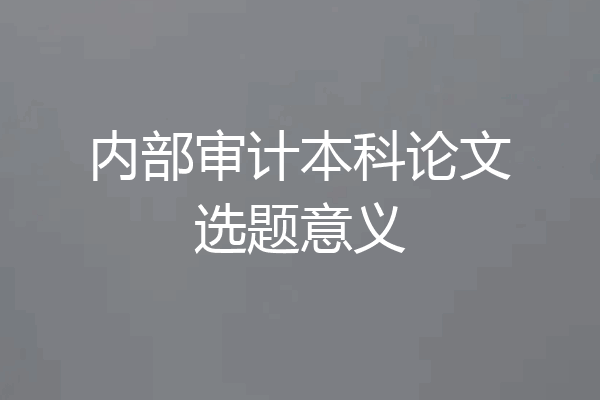 内部审计本科论文选题意义