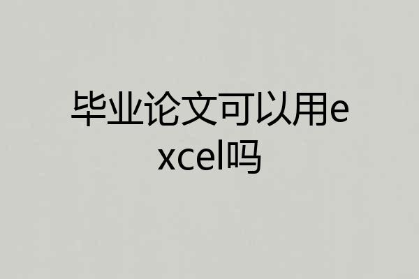 毕业论文可以用excel吗