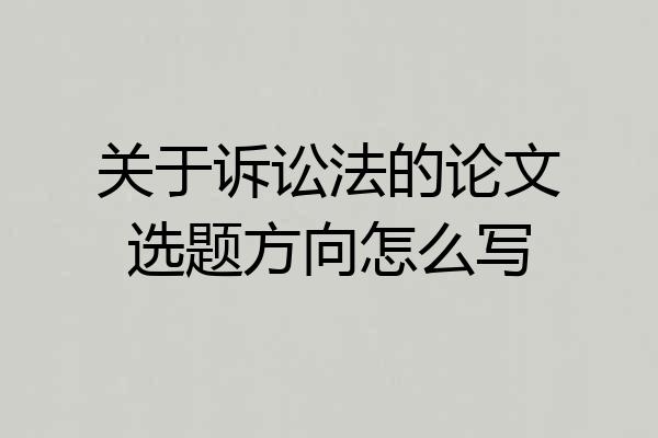 关于诉讼法的论文选题方向怎么写