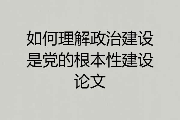 如何理解政治建设是党的根本性建设论文