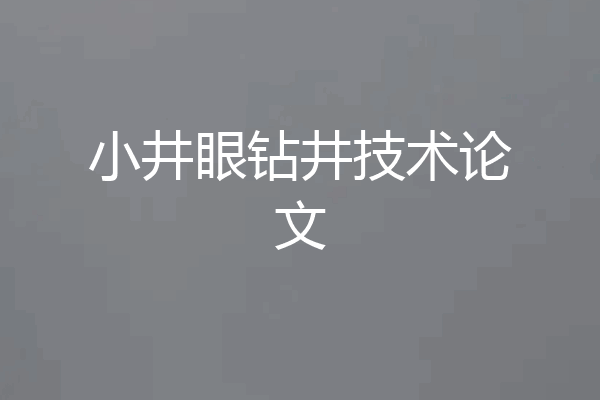 小井眼钻井技术论文
