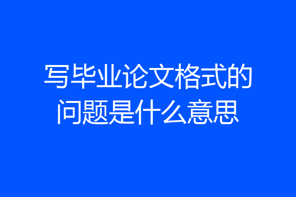 写毕业论文格式的问题是什么意思