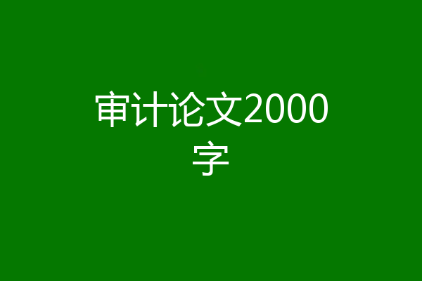 审计论文2000字