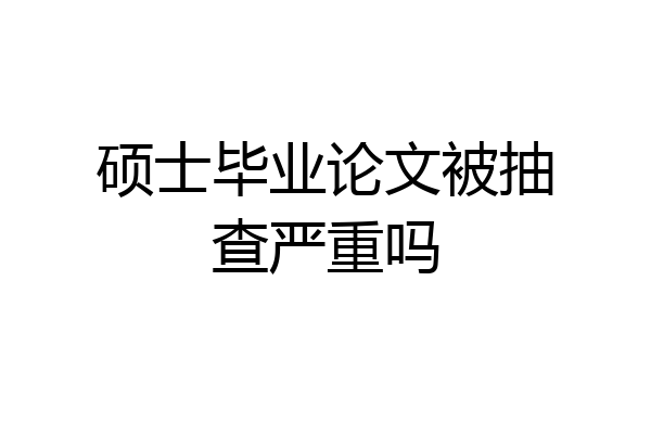 硕士毕业论文被抽查严重吗