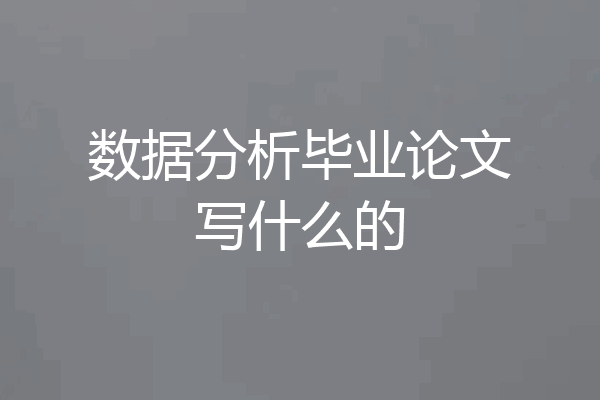 数据分析毕业论文写什么的