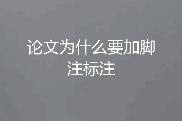 论文为什么要加脚注标注