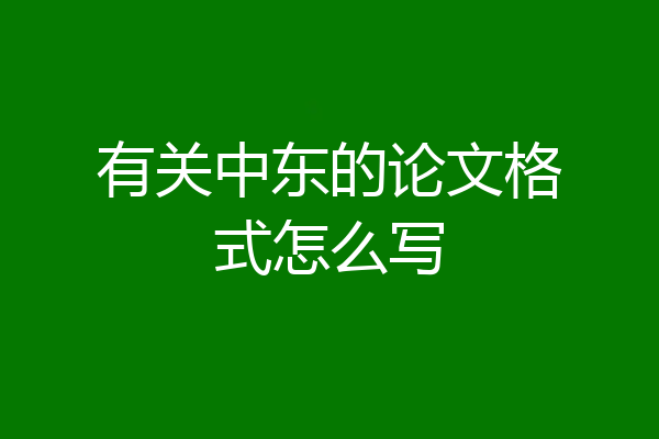 有关中东的论文格式怎么写