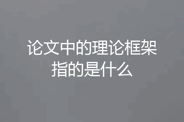 论文中的理论框架指的是什么