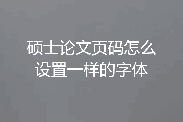 硕士论文页码怎么设置一样的字体