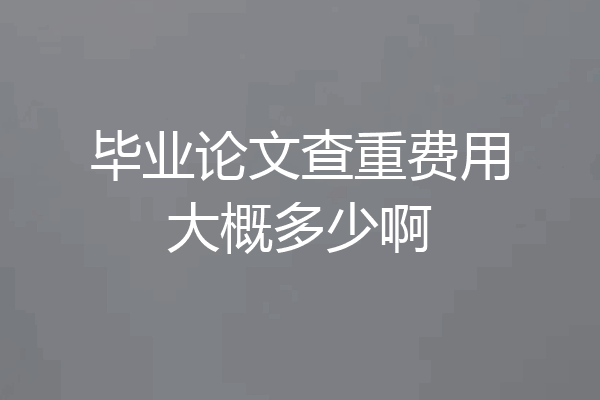 毕业论文查重费用大概多少啊