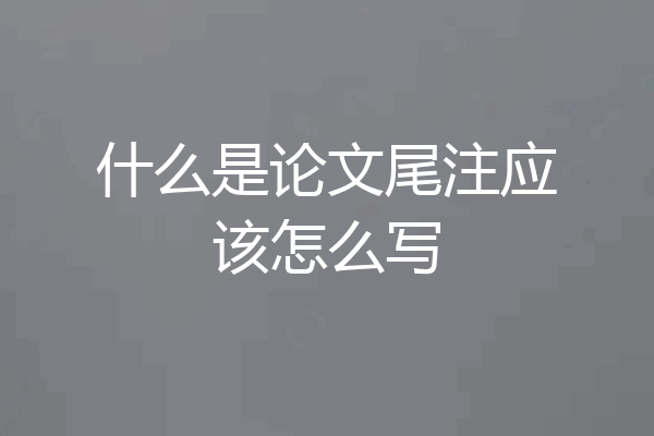 什么是论文尾注应该怎么写