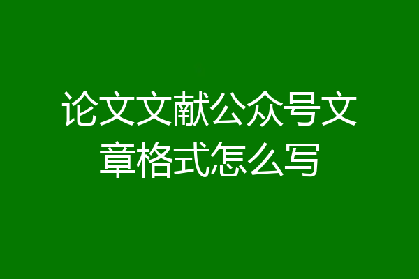 论文文献公众号文章格式怎么写