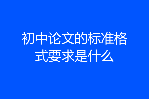 初中论文的标准格式要求是什么