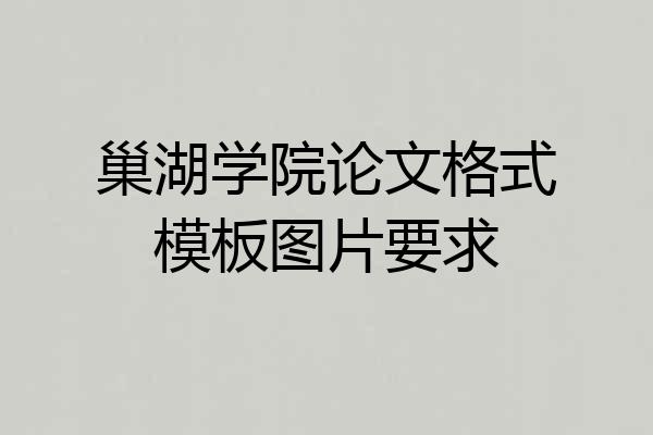 巢湖学院论文格式模板图片要求