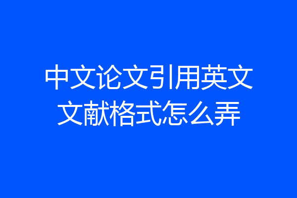 中文论文引用英文文献格式怎么弄