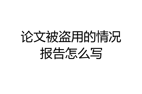论文被盗用的情况报告怎么写