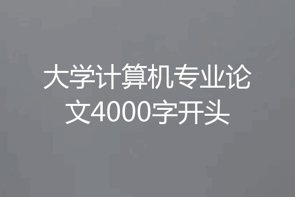 大学计算机专业论文4000字开头