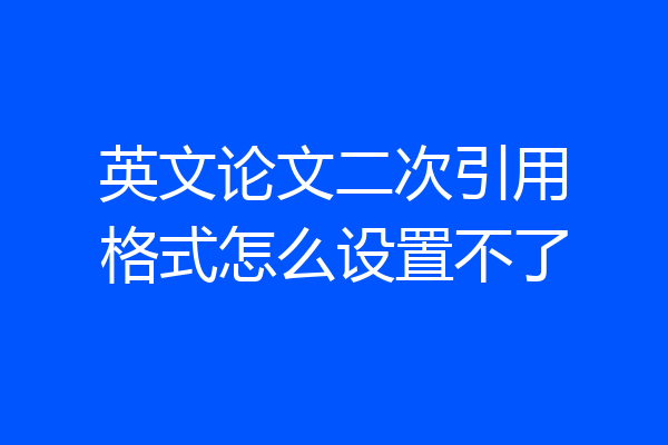 英文论文二次引用格式怎么设置不了