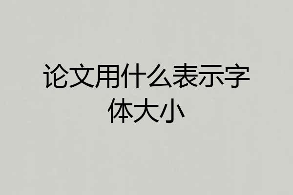 论文用什么表示字体大小
