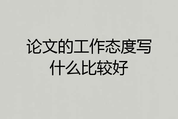 论文的工作态度写什么比较好