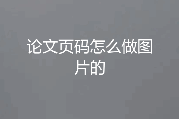 论文页码怎么做图片的