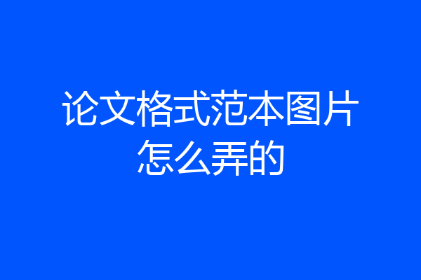 论文格式范本图片怎么弄的