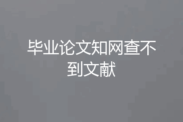 毕业论文知网查不到文献