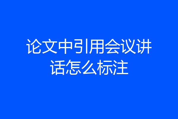论文中引用会议讲话怎么标注