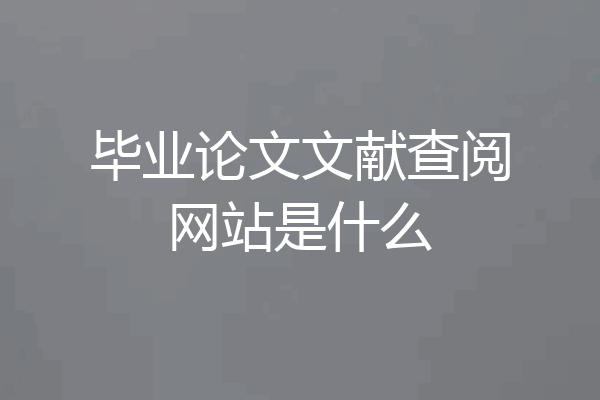 毕业论文文献查阅网站是什么