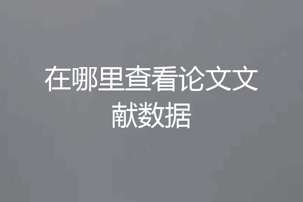 在哪里查看论文文献数据