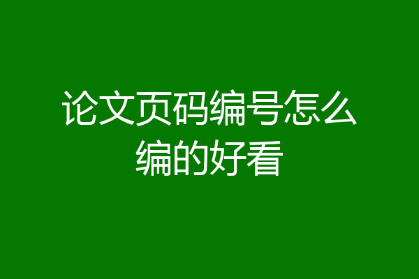 论文页码编号怎么编的好看