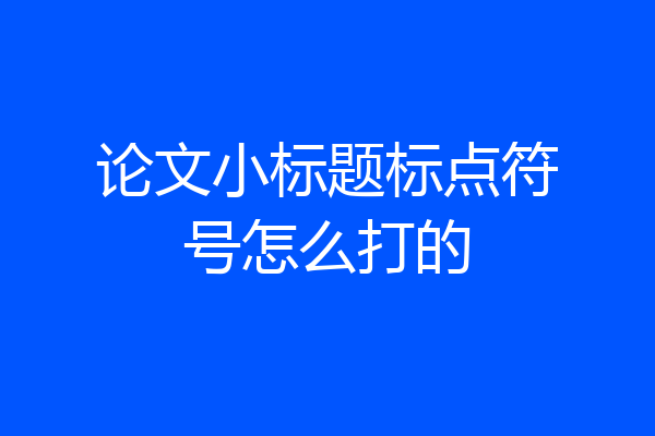 论文小标题标点符号怎么打的