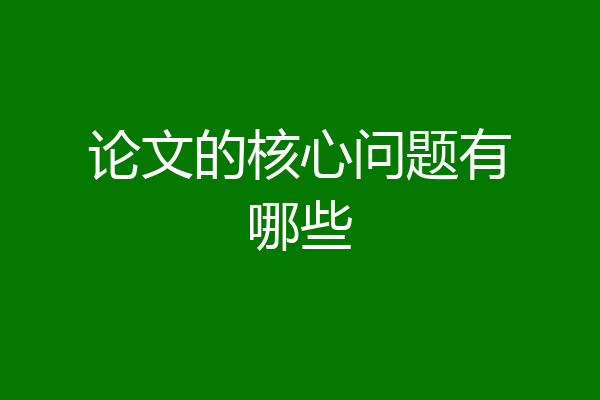 论文的核心问题有哪些