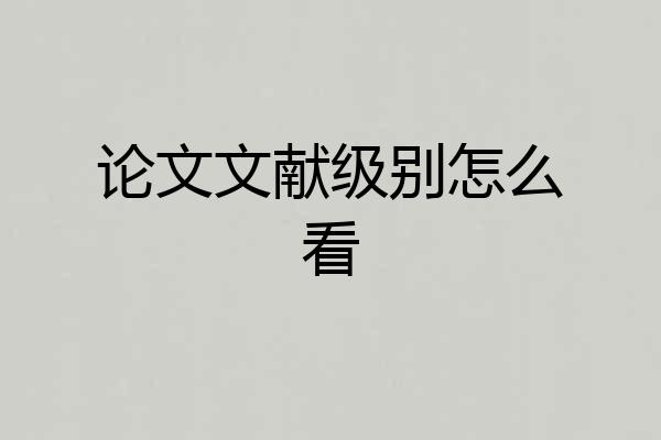 论文文献级别怎么看