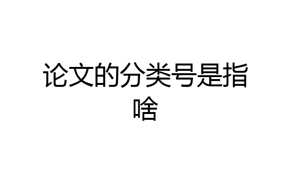 论文的分类号是指啥