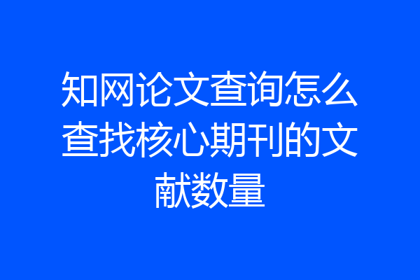 知网论文查询怎么查找核心期刊的文献数量
