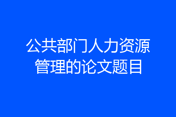 公共部门人力资源管理的论文题目